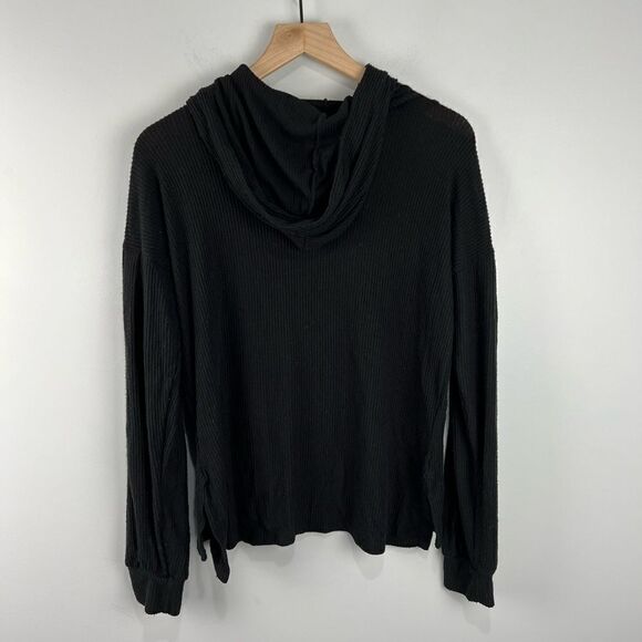 Project Social T Los Angeles Black Ribbed Hooded L/S Shirt XS NWT - Picture 7 of 8